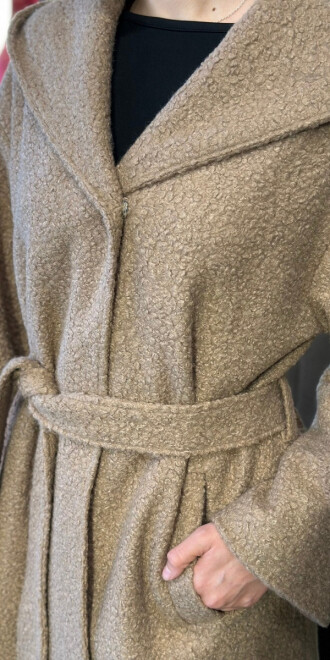 Bej Uzun Kollu Coat Uzun Abiye Elbise 11160-02 - 3