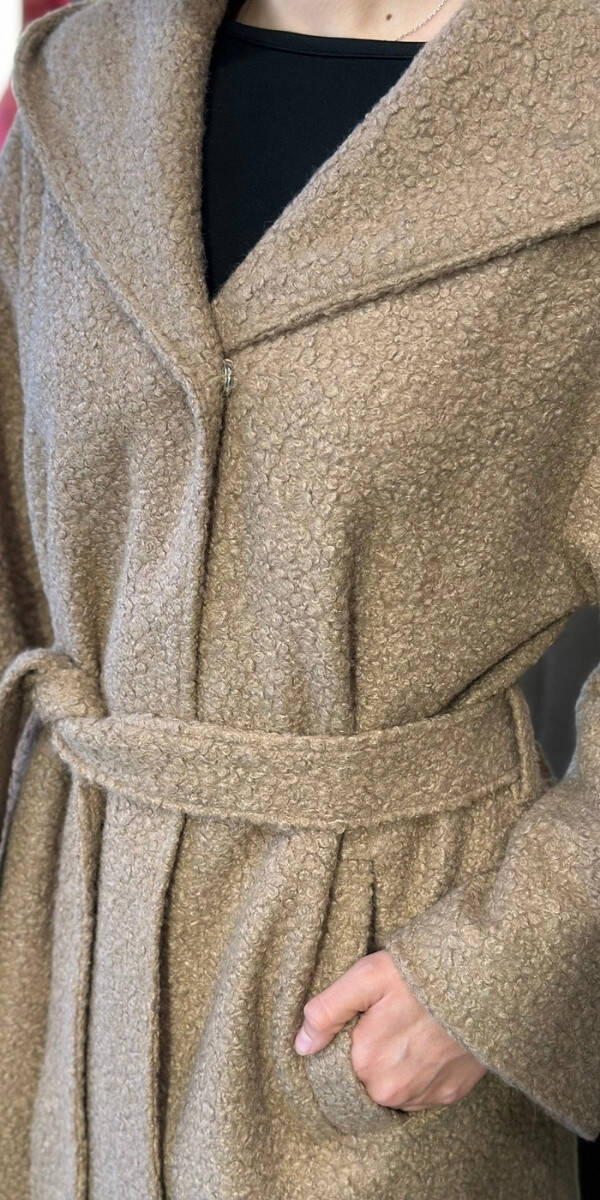 Bej Uzun Kollu Coat Uzun Abiye Elbise 11160-02 - 3