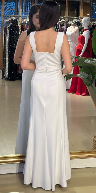 Beyaz Uzun Abiye Elbise 7676 - 2