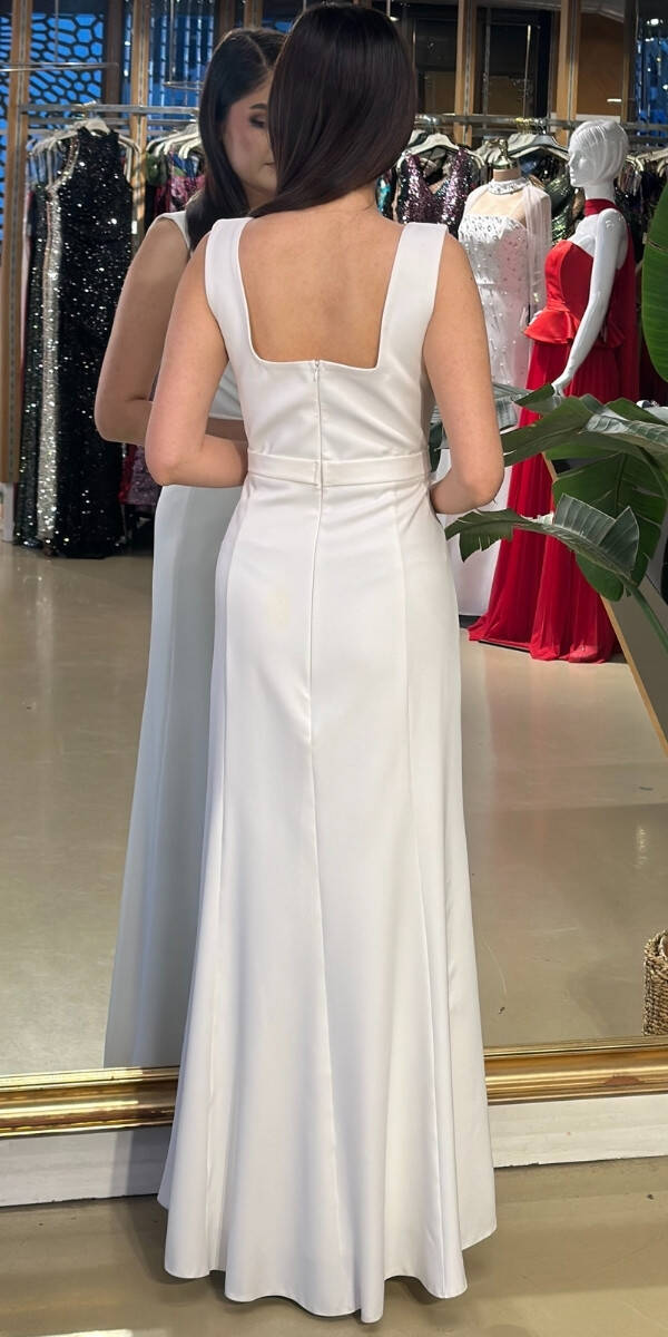 Beyaz Uzun Abiye Elbise 7676 - 2