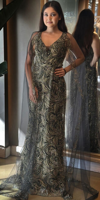 Black Thick Strap Straight Cut Glitter Long Evening Dress 7552 - abiyeniall