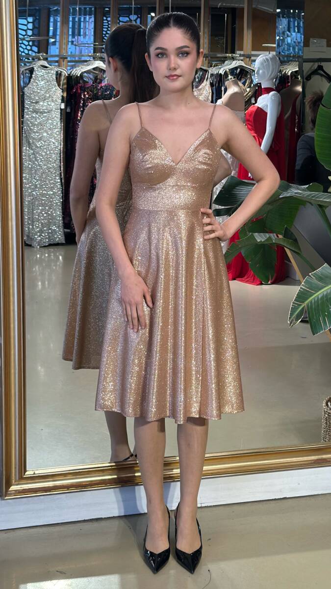 İndirimli Bakır Simli Abiye 95157 - 1