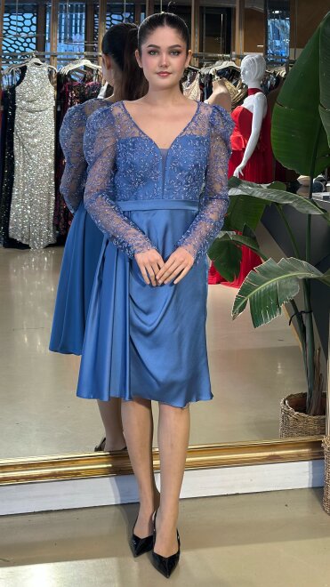 İndirimli İndigo Uzun Kollu Abiye 95119 - abiyeniall