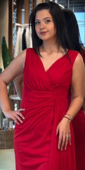 Kırmızı Kalın Askı Yırtmaçlı Düz Kesim Likralı Uzun Abiye Elbise 7648 - 2