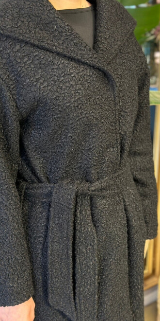 Siyah Uzun Kollu Coat Uzun Abiye Elbise 11160-01 - 3