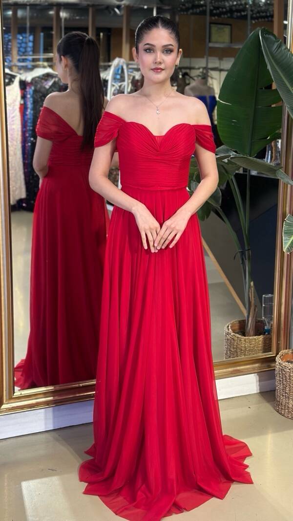 Kırmızı Tül Abiye 7685 - 1