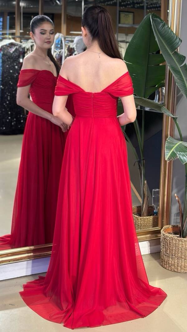 Kırmızı Tül Abiye 7685 - 2